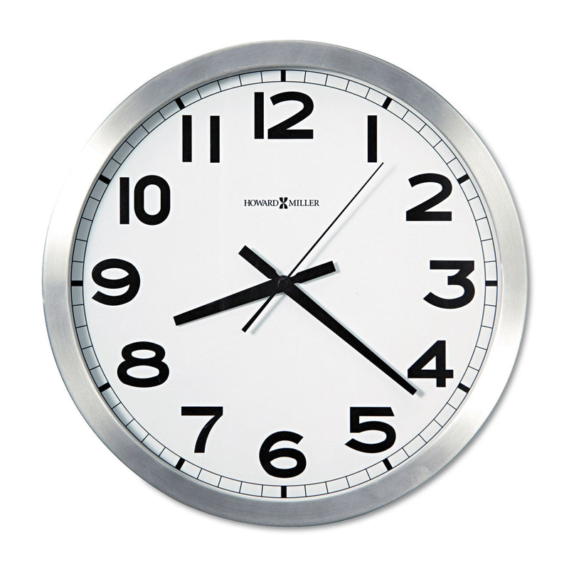 Howard Miller Spokane Wall Clock, 15.75" Overall Diameter, Silver Case, 1 AA (sold separately)