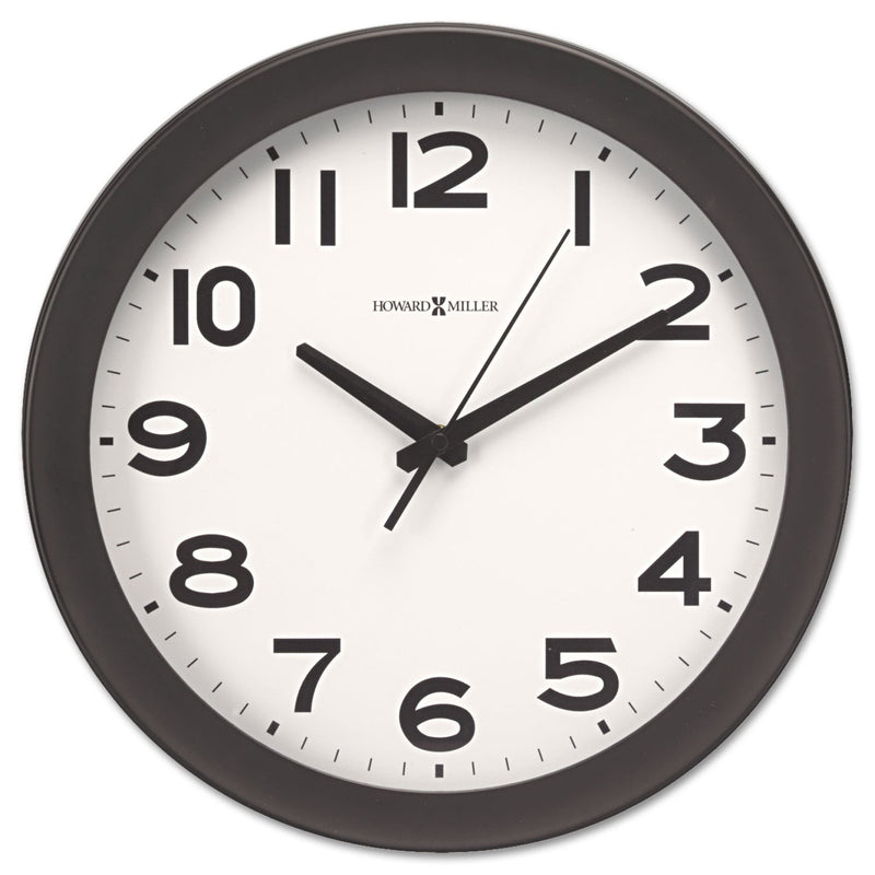 Howard Miller Kenwick Wall Clock, 13.5" Overall Diameter, Black Case, 1 AA (sold separately)