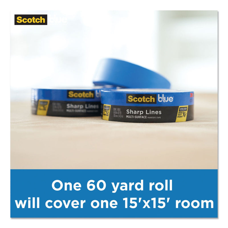 ScotchBlue Ultra Sharp Lines Multi-Surface Painter's Tape, 3" Core, 1.41" x 45 yds, Blue