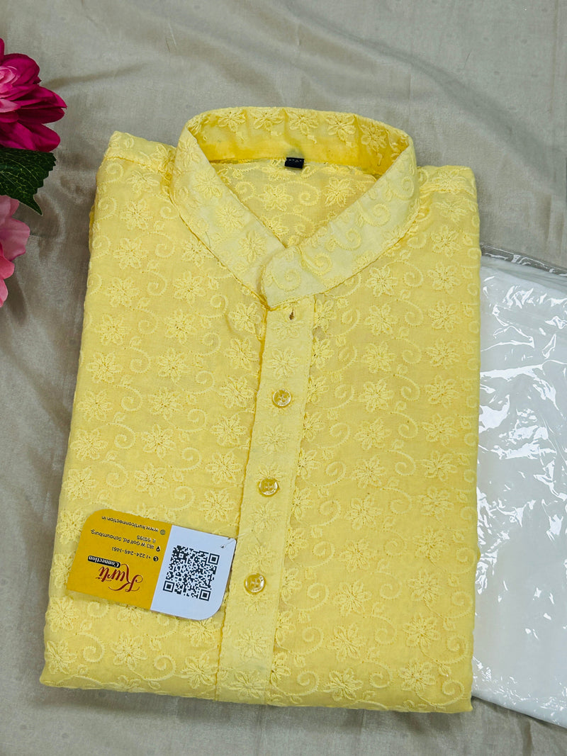 plus size cotton chikankari Kurta set