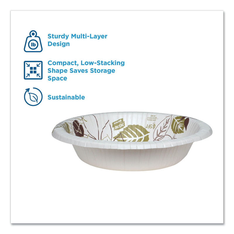 Dixie Pathways Heavyweight Paper Bowls, 12 oz, Green/Burgundy, 1,000/Carton