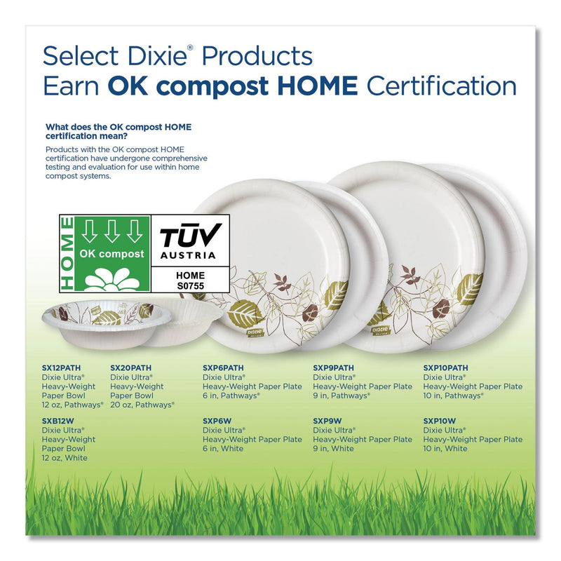 Dixie Pathways Soak Proof Shield Heavyweight Paper Plates, WiseSize, 8.5" dia, Green/Burgundy, 500/Carton