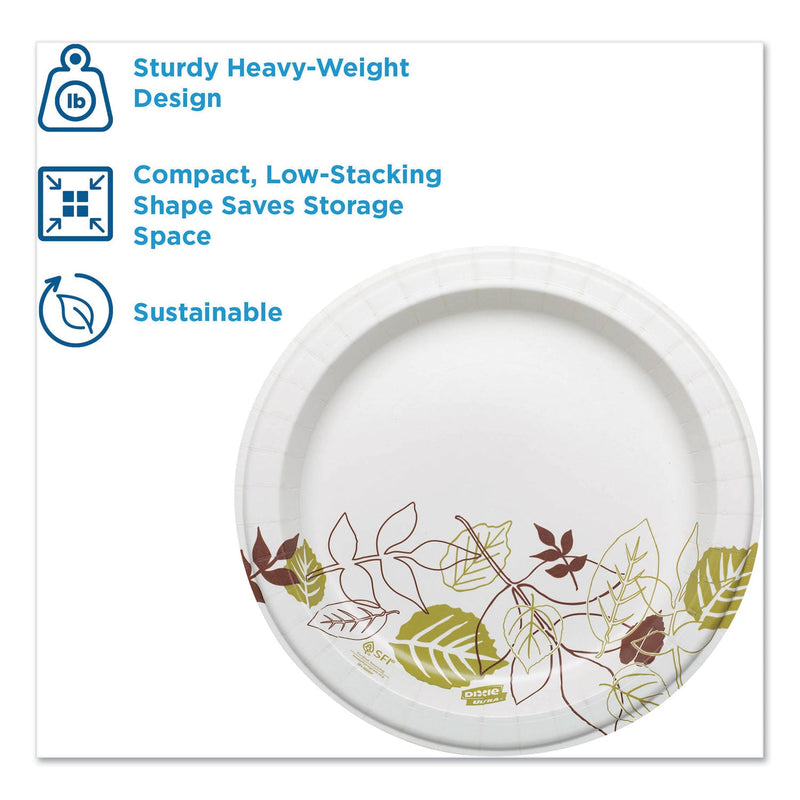 Dixie Pathways Soak Proof Shield Heavyweight Paper Plates, WiseSize, 8.5" dia, Green/Burgundy, 500/Carton