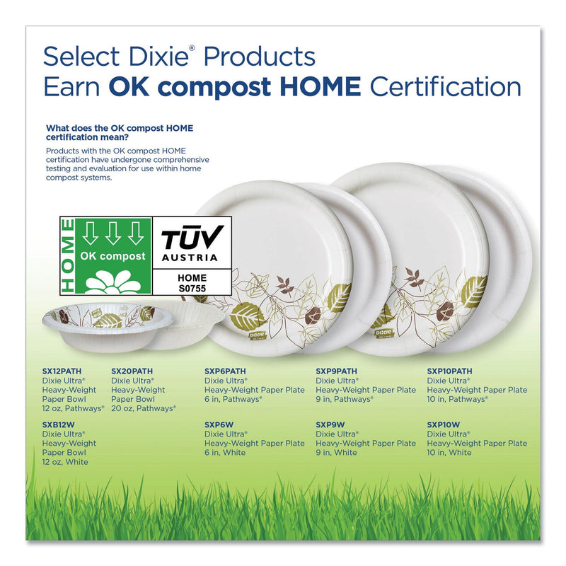 Dixie Pathways Heavyweight Paper Bowls, 20 oz, Green/Burgundy, 500/Carton