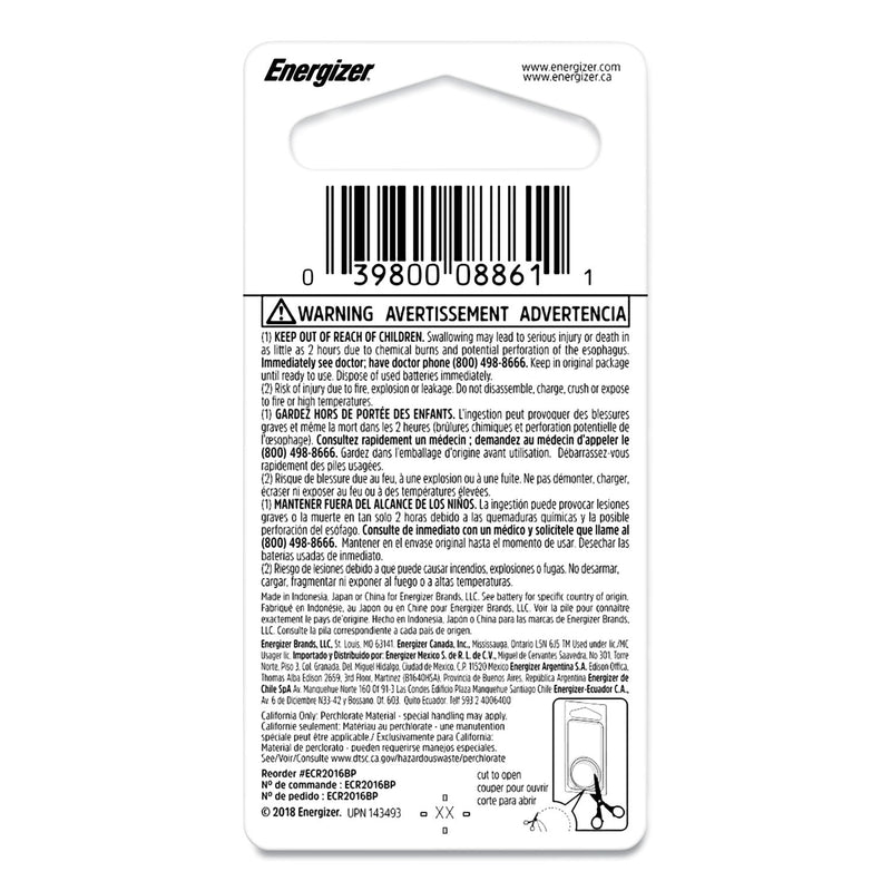 Energizer 2016 Lithium Coin Battery, 3 V