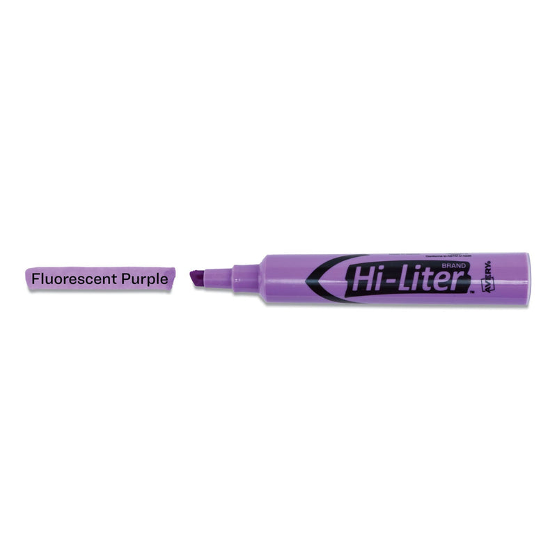 Avery HI-LITER Desk-Style Highlighters, Fluorescent Purple Ink, Chisel Tip, Purple/Black Barrel, Dozen