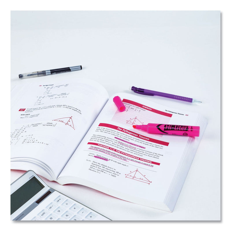 Avery HI-LITER Desk-Style Highlighters, Fluorescent Pink Ink, Chisel Tip, Pink/Black Barrel, Dozen