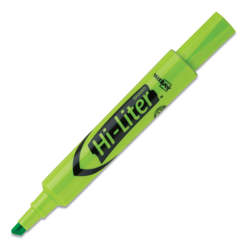 Avery HI-LITER Desk-Style Highlighters, Fluorescent Green Ink, Chisel Tip, Green/Black Barrel, Dozen