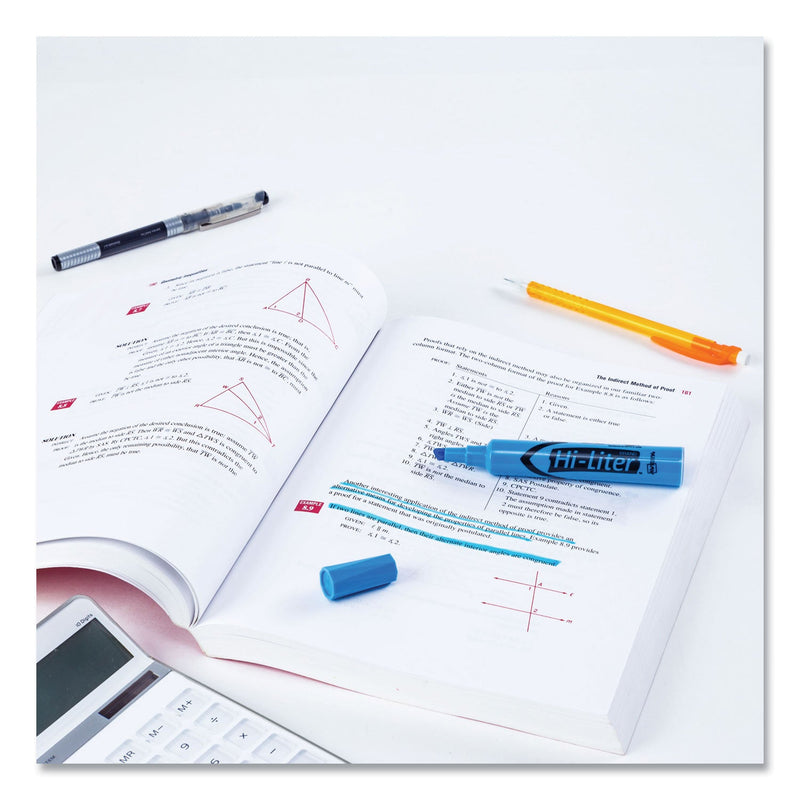 Avery HI-LITER Desk-Style Highlighters, Light Blue Ink, Chisel Tip, Light Blue/Black Barrel, Dozen