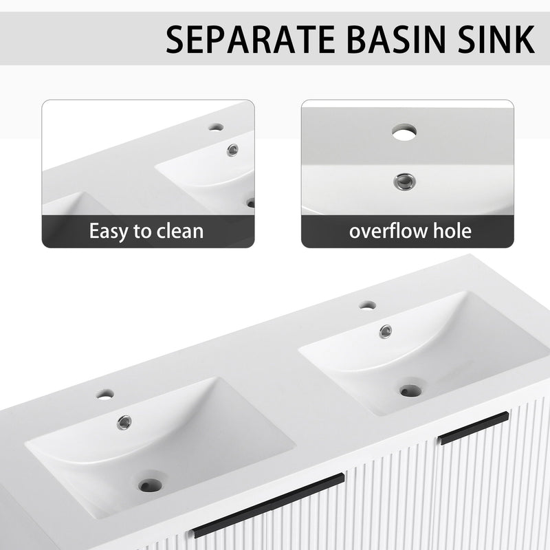 Contemporary Wall Mounted Bathroom Vanity With Resin Double Sink