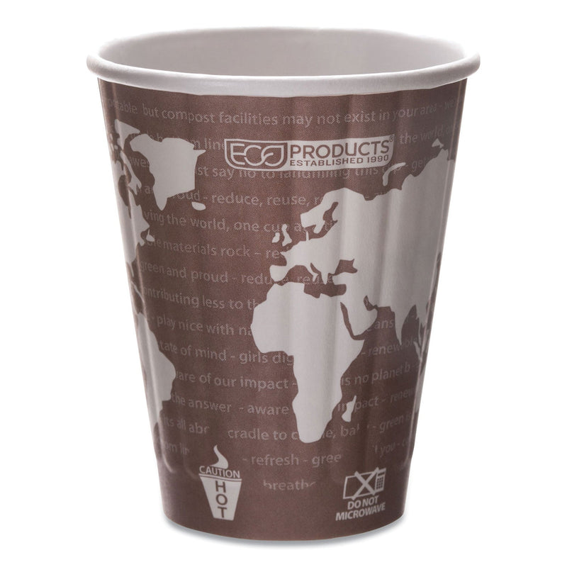 Eco-Products World Art Renewable and Compostable Insulated Hot Cups, PLA, 8 oz, 40/Pack, 20 Packs/Carton