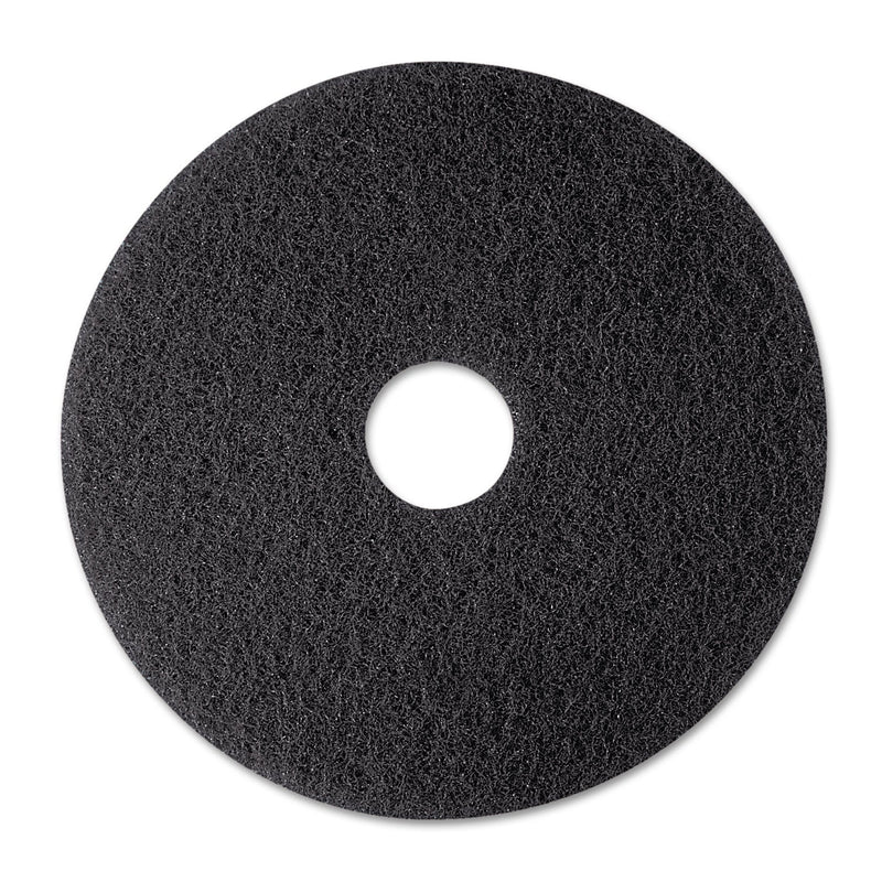3M Low-Speed Stripper Floor Pad 7200, 12" Diameter, Black, 5/Carton