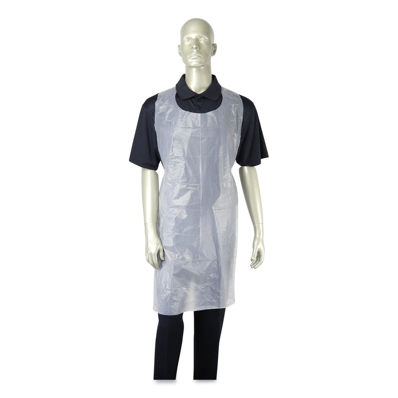 AmerCareRoyal Poly Apron, 28 x 46,  One Size Fits All, White, 100/Pack, 10 Packs/Carton