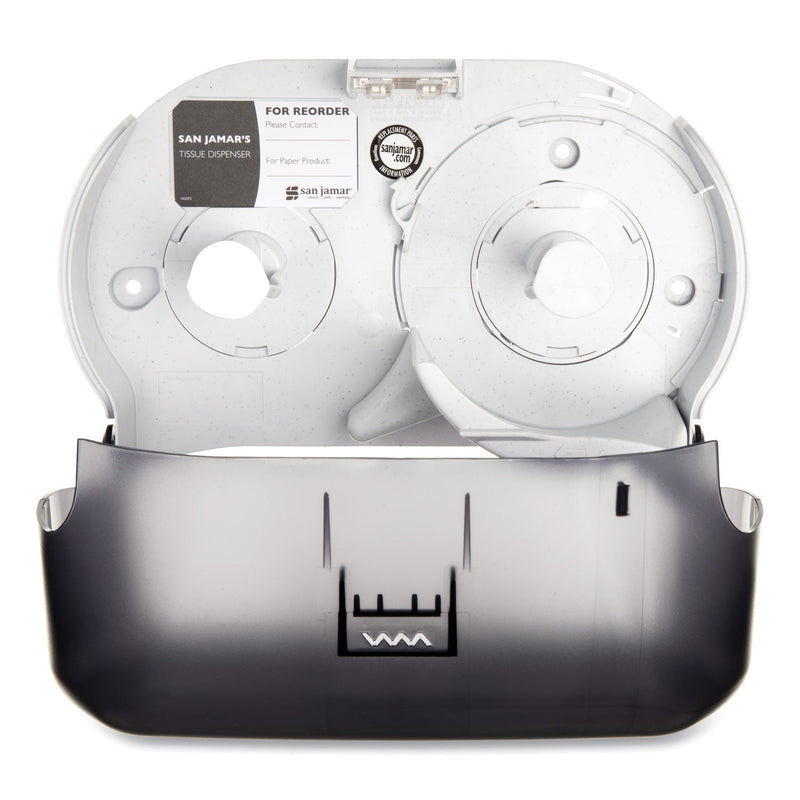 San Jamar VersaTwin Tissue Dispenser, Classic, 8 x 5.75 x 12.75, Transparent Black Pearl