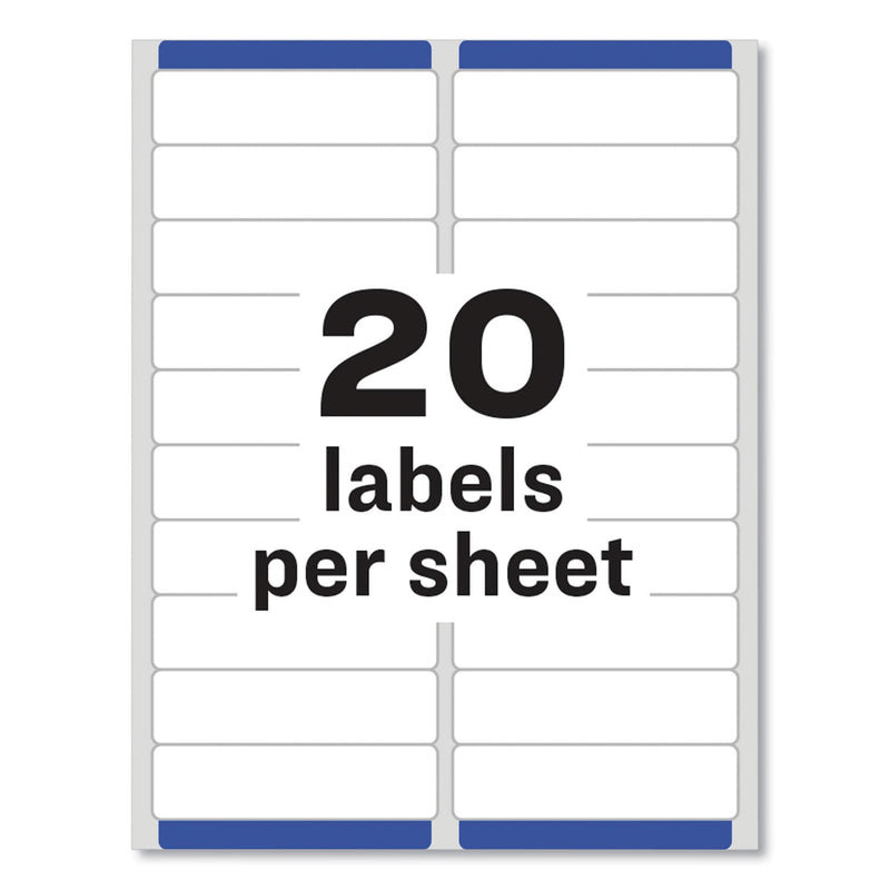 Avery Easy Peel White Address Labels w/ Sure Feed Technology, Laser Printers, 1 x 4, White, 20/Sheet, 25 Sheets/Pack