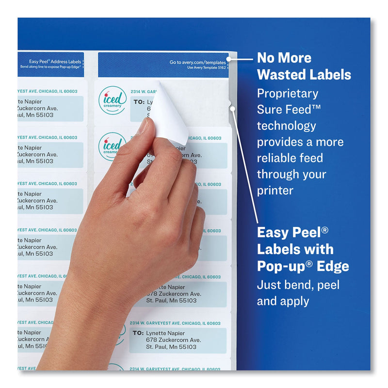 Avery Easy Peel White Address Labels w/ Sure Feed Technology, Inkjet Printers, 0.66 x 1.75, White, 60/Sheet, 25 Sheets/Pack