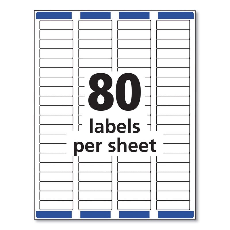Avery Easy Peel White Address Labels w/ Sure Feed Technology, Laser Printers, 0.5 x 1.75, White, 80/Sheet, 100 Sheets/Box