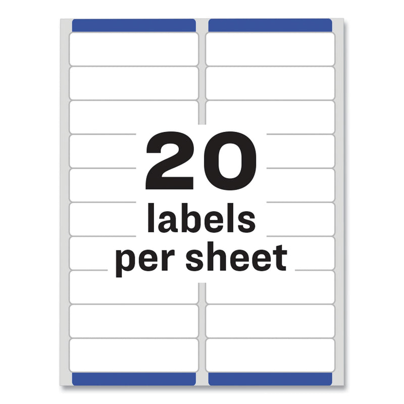 Avery Easy Peel White Address Labels w/ Sure Feed Technology, Laser Printers, 1 x 4, White, 20/Sheet, 100 Sheets/Box