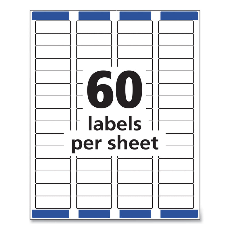 Avery Easy Peel White Address Labels w/ Sure Feed Technology, Inkjet Printers, 0.66 x 1.75, White, 60/Sheet, 25 Sheets/Pack