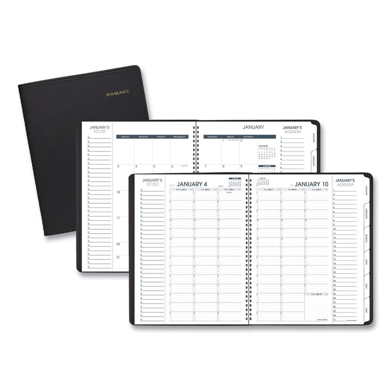 AT-A-GLANCE Triple View Weekly Vertical-Column Format Appointment Book, 11 x 8.25, Black Cover, 12-Month (Jan to Dec): 2023