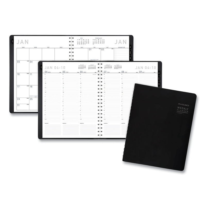 AT-A-GLANCE Contemporary Weekly/Monthly Planner, Vertical-Column Format, 11 x 8.25, Black Cover, 12-Month (Jan to Dec): 2023