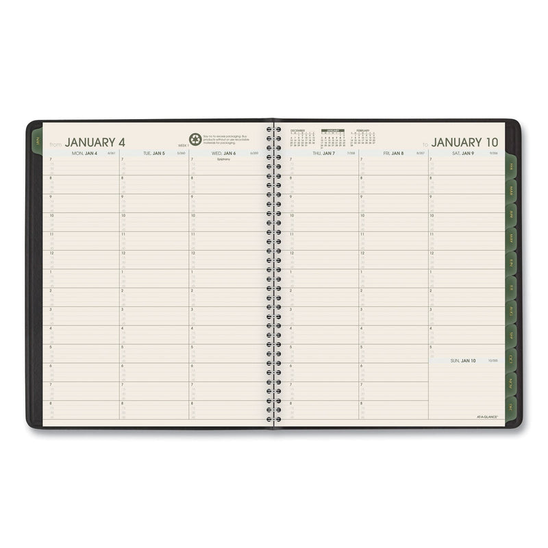AT-A-GLANCE Recycled Weekly Vertical-Column Format Appointment Book, 8.75 x 7, Black Cover, 12-Month (Jan to Dec): 2023