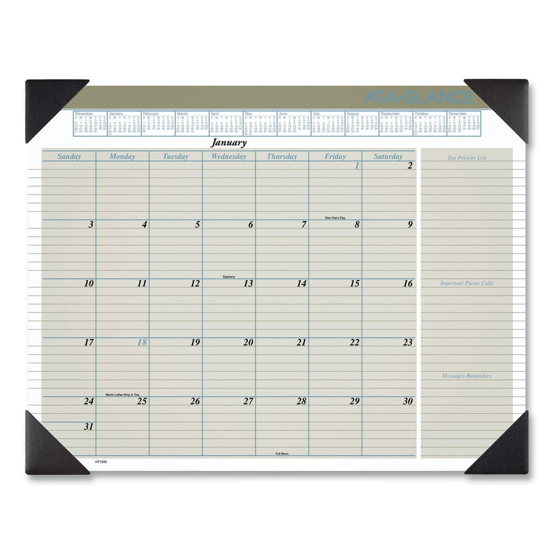 AT-A-GLANCE Executive Monthly Desk Pad Calendar, 22 x 17, White Sheets, Black Corners, 12-Month (Jan to Dec): 2023