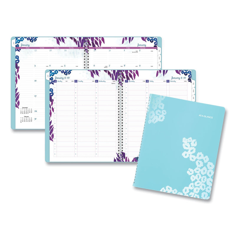 AT-A-GLANCE Wild Washes Weekly/Monthly Planner, Wild Washes Flora/Fauna Artwork, 11 x 8.5, Blue Cover, 13-Month (Jan-Jan): 2023-2024