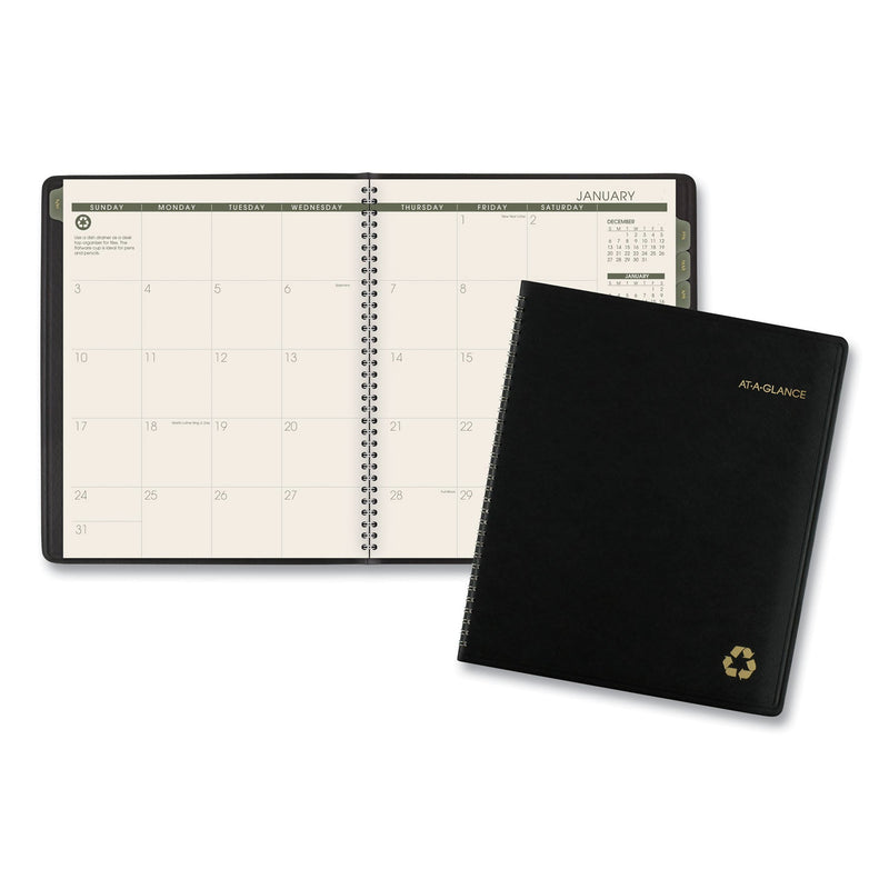 AT-A-GLANCE Recycled Monthly Planner, 11 x 9, Black Cover, 13-Month (Jan to Jan): 2023 to 2024