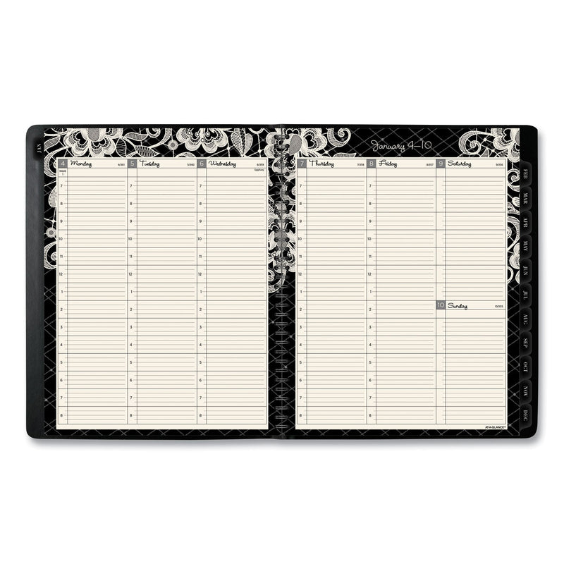 AT-A-GLANCE Lacey Weekly Block Format Professional Appointment Book, Lacey Artwork, 11 x 8.5, Black/White, 13-Month (Jan-Jan): 2023-2024
