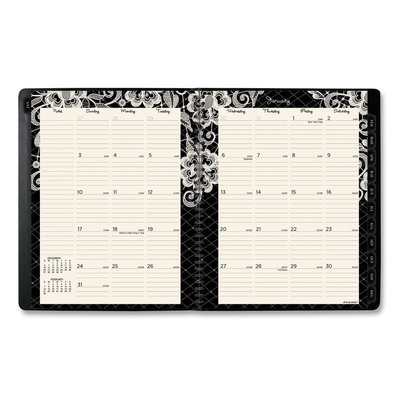 AT-A-GLANCE Lacey Weekly Block Format Professional Appointment Book, Lacey Artwork, 11 x 8.5, Black/White, 13-Month (Jan-Jan): 2023-2024