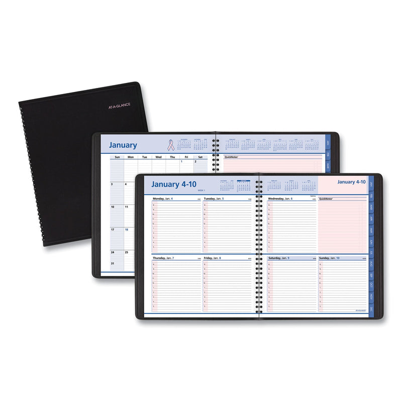 AT-A-GLANCE QuickNotes Special Edition Weekly Block Format Appointment Book, 10 x 8, Black/Pink Cover, 12-Month (Jan to Dec): 2023