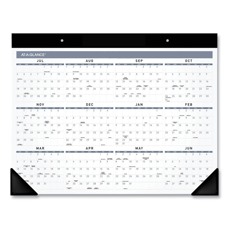 AT-A-GLANCE Academic Monthly Desk Pad, 21.75 x 17, White/Black Sheets, Black Binding/Corners, 12-Month (July to June): 2022 to 2023
