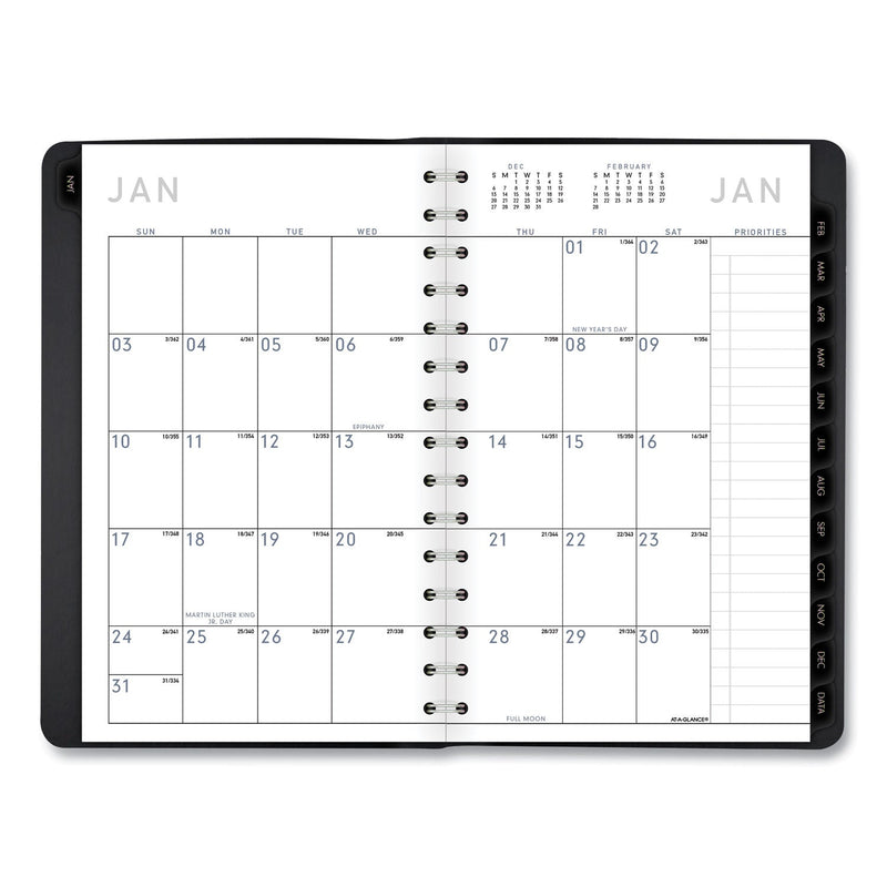 AT-A-GLANCE Contemporary Weekly/Monthly Planner, Open-Block Format, 8.5 x 5.5, Black Cover, 12-Month (Jan to Dec): 2022