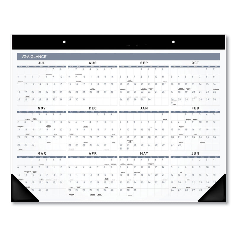 AT-A-GLANCE Academic Monthly Desk Pad, 21.75 x 17, White/Black Sheets, Black Binding/Corners, 12-Month (July to June): 2022 to 2023