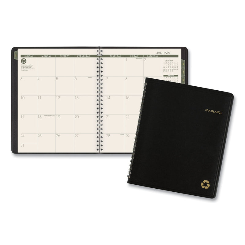 AT-A-GLANCE Recycled Monthly Planner with Perforated Memo Section, 8.75 x 7, Black Cover, 12-Month (Jan to Dec): 2023