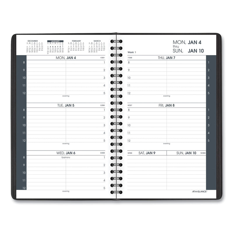 AT-A-GLANCE Weekly Block Format Appointment Book Ruled for Hourly Appointments, 8.5 x 5.5, Smooth Black Cover, 12-Month(Jan to Dec): 2023