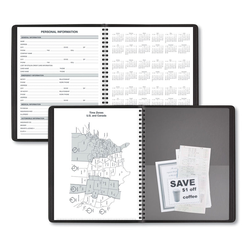 AT-A-GLANCE 24-Hour Daily Appointment Book, 8.75 x 7, Black Cover, 12-Month (Jan to Dec): 2023