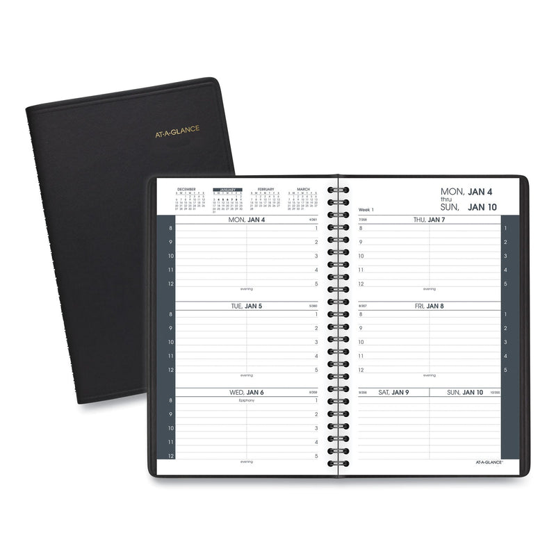 AT-A-GLANCE Weekly Block Format Appointment Book Ruled for Hourly Appointments, 8.5 x 5.5, Smooth Black Cover, 12-Month(Jan to Dec): 2023