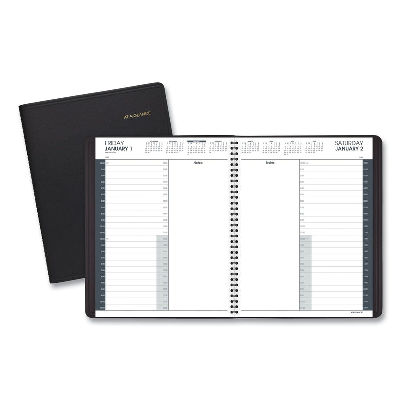 AT-A-GLANCE 24-Hour Daily Appointment Book, 11 x 8.5, Black Cover, 12-Month (Jan to Dec): 2023