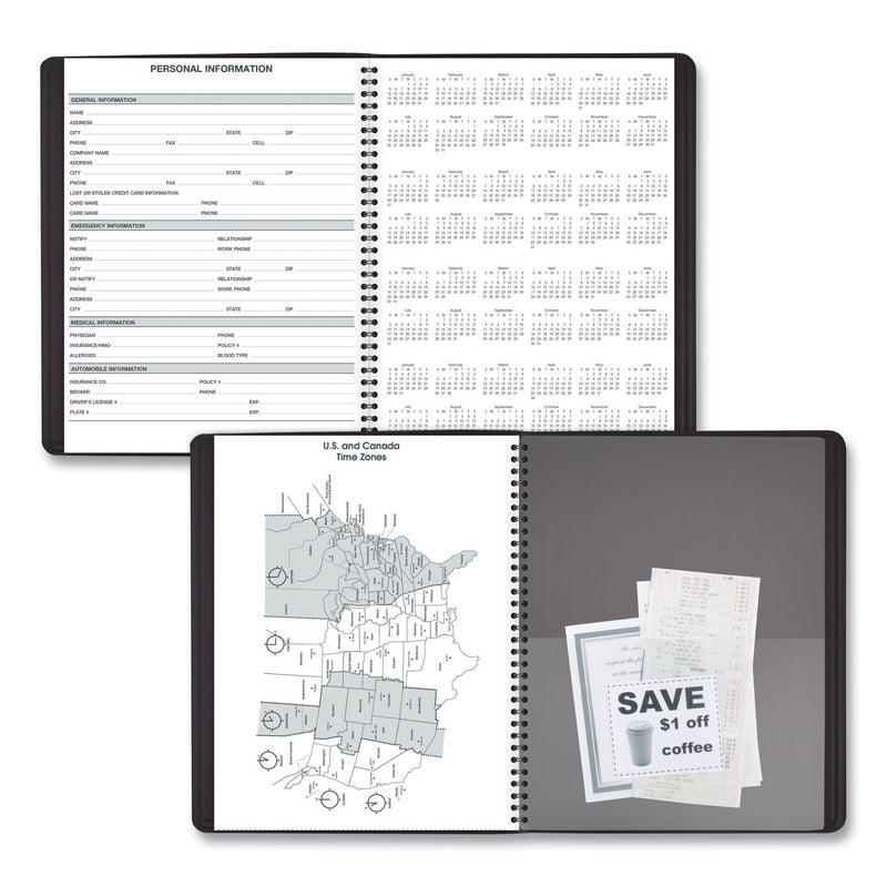 AT-A-GLANCE 24-Hour Daily Appointment Book, 11 x 8.5, Black Cover, 12-Month (Jan to Dec): 2023