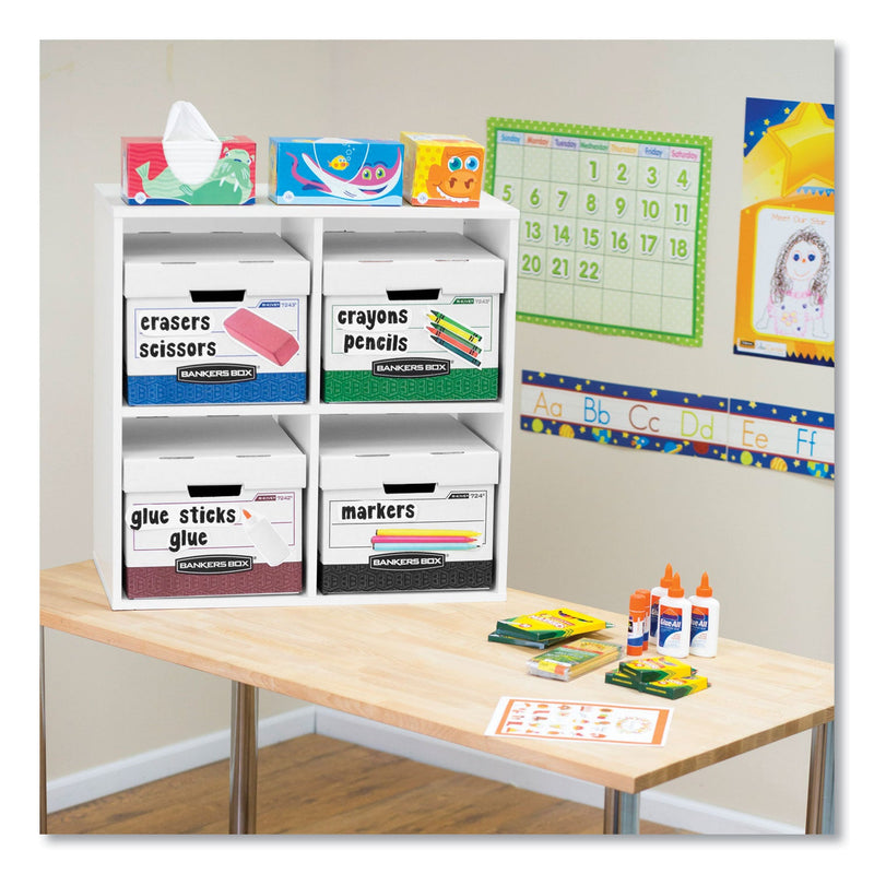 Bankers Box R-KIVE Heavy-Duty Storage Boxes, Letter/Legal Files, 12.75" x 16.5" x 10.38", White/Red, 12/Carton