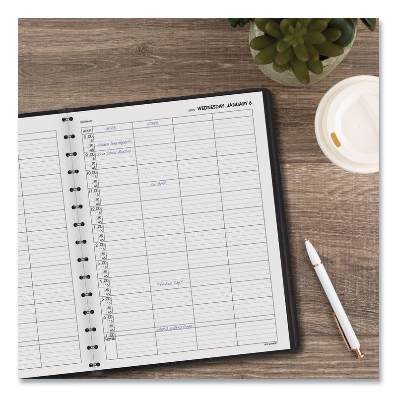 AT-A-GLANCE Four-Person Group Daily Appointment Book, 11 x 8, Black Cover, 12-Month (Jan to Dec): 2023