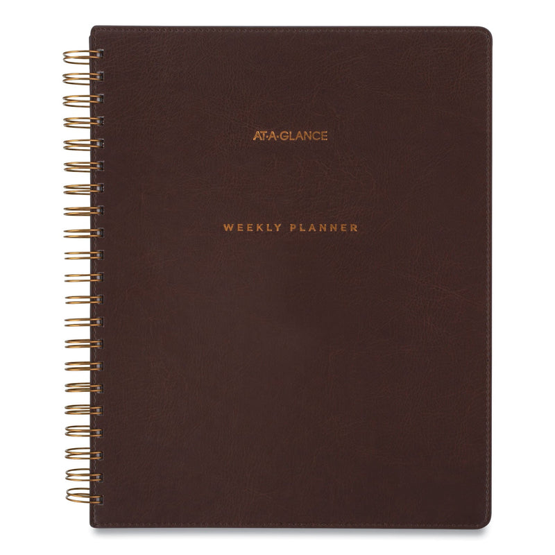 AT-A-GLANCE Signature Collection Distressed Brown Weekly Monthly Planner, 11 x 8.5, Brown Cover, 13-Month (Jan to Jan): 2023 to 2024