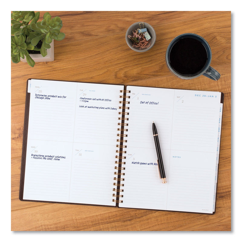 AT-A-GLANCE Signature Collection Distressed Brown Weekly Monthly Planner, 11 x 8.5, Brown Cover, 13-Month (Jan to Jan): 2023 to 2024