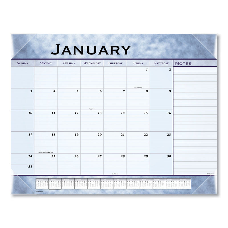 AT-A-GLANCE Slate Blue Desk Pad, 22 x 17, White Sheets, Clear Corners, 12-Month (Jan to Dec): 2023
