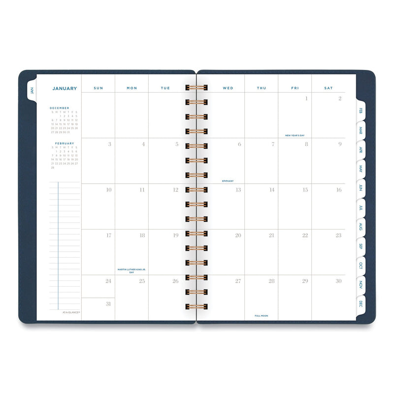 AT-A-GLANCE Signature Collection Firenze Navy Weekly/Monthly Planner, 8.5 x 5.5, Navy Cover, 13-Month (Jan to Jan): 2023 to 2024