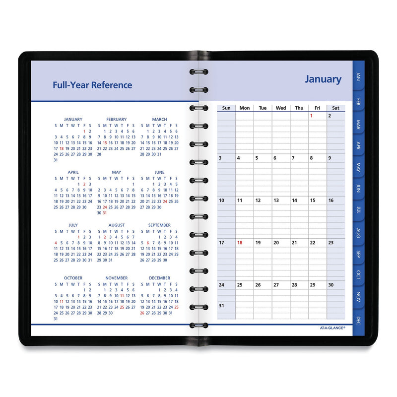 AT-A-GLANCE QuickNotes Daily/Monthly Appointment Book, 8.5 x 5.5, Black Cover, 12-Month (Jan to Dec): 2023
