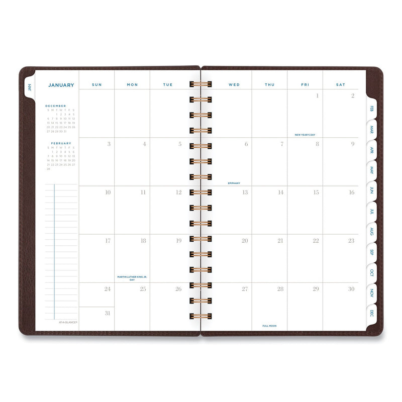 AT-A-GLANCE Signature Collection Distressed Brown Weekly Monthly Planner, 8.5 x 5.5, Brown Cover, 13-Month (Jan to Jan): 2023 to 2024