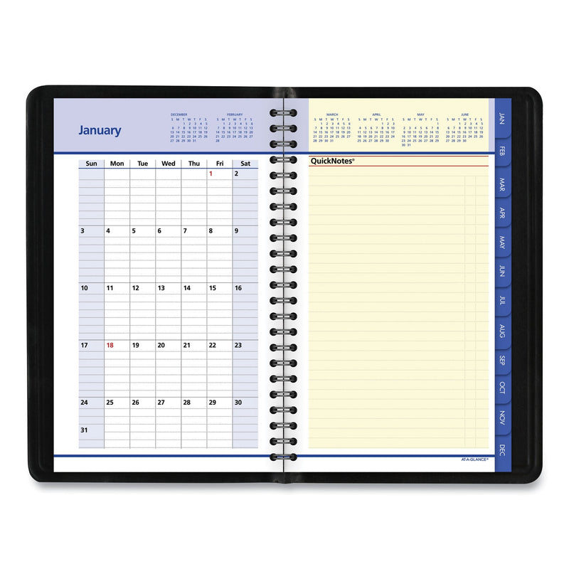 AT-A-GLANCE QuickNotes Weekly Block Format Appointment Book, 8.5 x 5.5, Black Cover, 12-Month (Jan to Dec): 2023